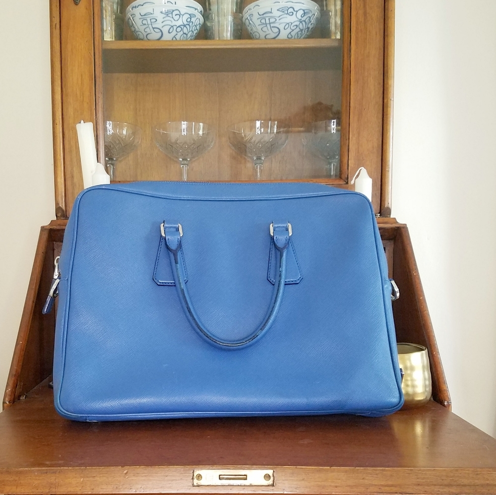 Prada Saffiano Leather Briefcase - Cobalt Blue - Picture 2 of 9